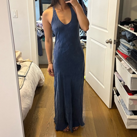 J.Crew Alicia cupro-blend navy blue racerback slip dress - Picture 2 of 8